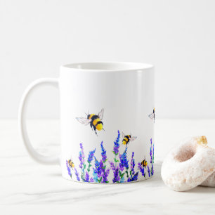 Spring Flowers and Bees Flying Mug