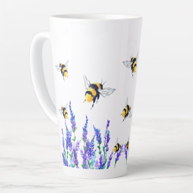 Spring Flowers and Bees Latte Mug (Left Angle)