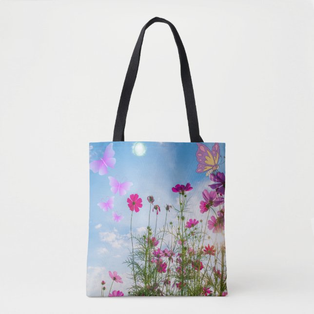 spring flowers and butterfly tote bag (Front)