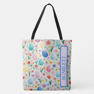 Spring Flowers and Easter Eggs Personalized Tote Bag