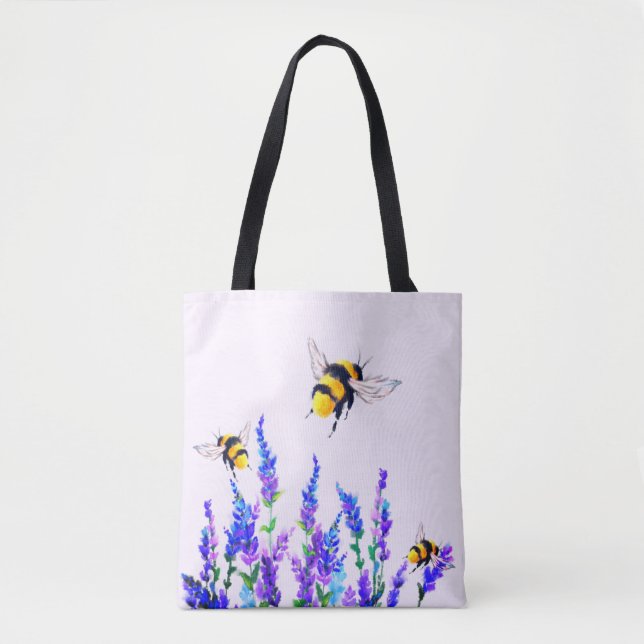 Spring Flowers and Flying Bees Tote Bag (Front)