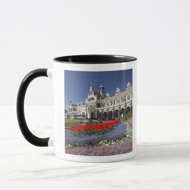 Spring Flowers and Historic Railway Station, Mug (Left)