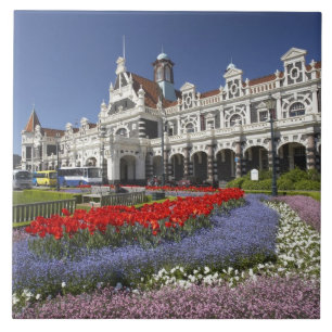 Spring Flowers and Historic Railway Station, Tile