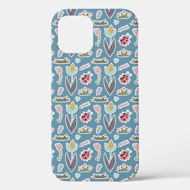 Spring Flowers and Ladybug Pattern Case-Mate iPhone Case (Back)