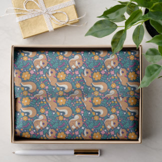 Spring Flowers and Squirrels Tissue Paper