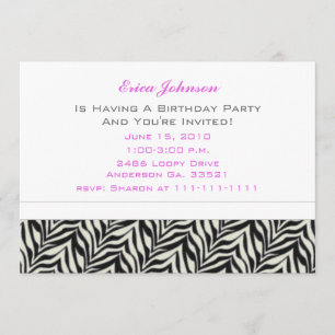 Spring Flowers and Zebra Party Invitations