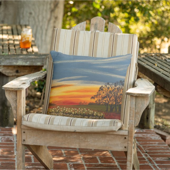 Spring Flowers at Sunset, by Gary Poling  Outdoor Pillow (Chair)