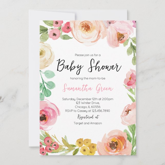 Spring Flowers Baby Shower Invitation (Front)