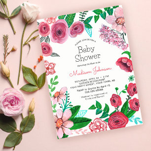 Spring Flowers   Baby Shower   Invitation