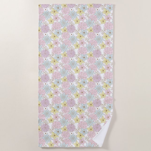 spring flowers beach towel (Front)