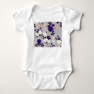 Spring Flowers Black Silhouette Pattern Baby Bodysuit