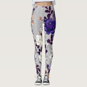 Spring Flowers Black Silhouette Pattern Leggings