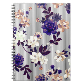 Spring Flowers Black Silhouette Pattern Notebook