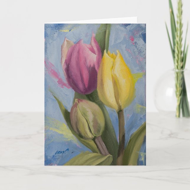 Spring Flowers Blank Greeting Card (Front)