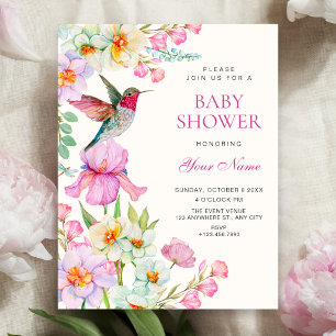 Spring flowers bloom baby shower invitation