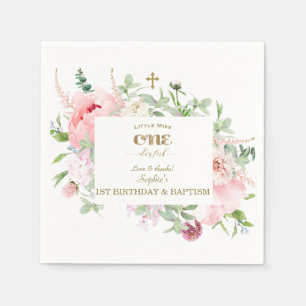 Spring Flowers Bloom First Birthday & Baptism Napkin