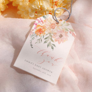 Spring Flowers Bloom Girl Baby Shower Thank You Gift Tags