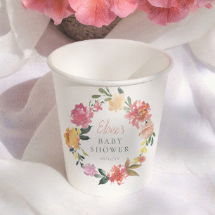 Spring Flowers Boho Girl Baby Shower Paper Cups