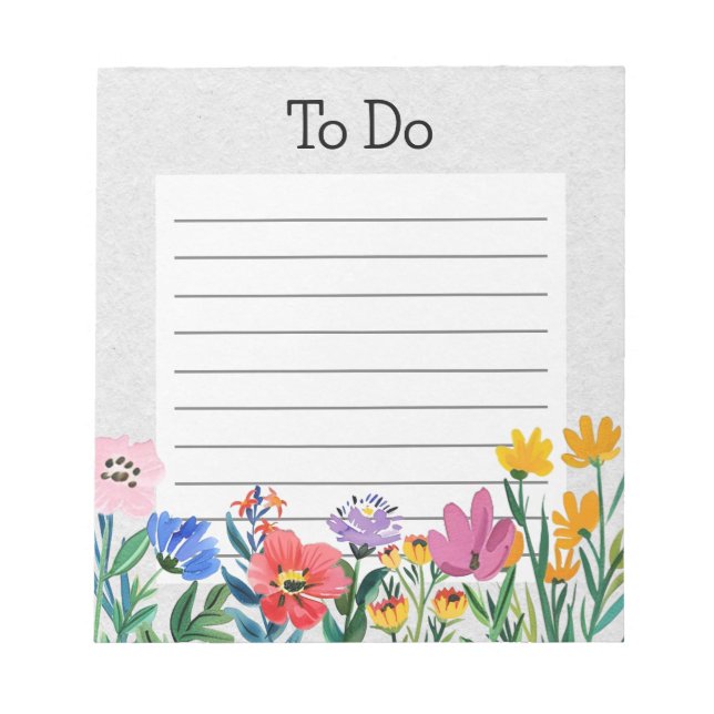 Spring Flowers Botanical Garden Notepad Todo List (Front)