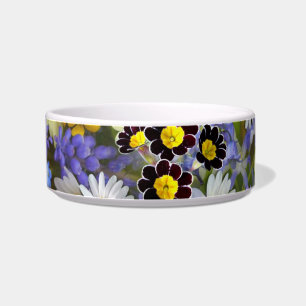 spring flowers cat food bowl 