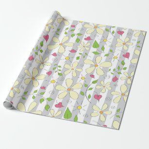 Spring flowers chamomile daisy floral happy  wrapping paper