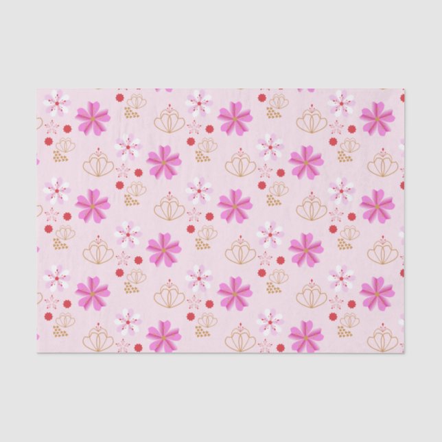Spring Flowers Cherry Blossom Pink Blush Tissue Paper (Front)