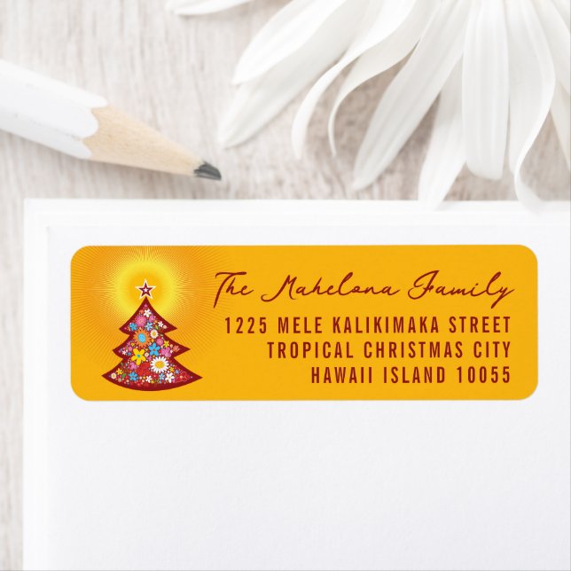 Spring Flowers Christmas Tree Address Labels (Insitu)