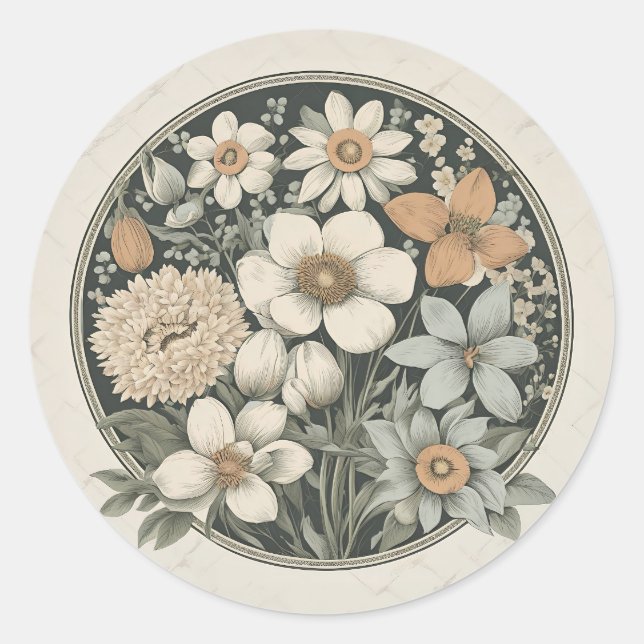 Spring Flowers Classic Round Sticker (Front)