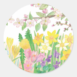 Spring Flowers  Classic Round Sticker