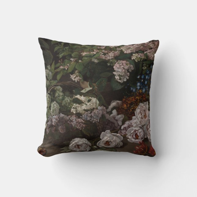 Spring Flowers - Claude Monet Throw Pillow (Front)