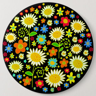 Spring Flowers - Colossal 6 Inch Round Button