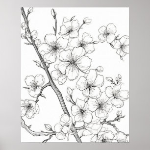 Spring Flowers Colouring Poster for Adults