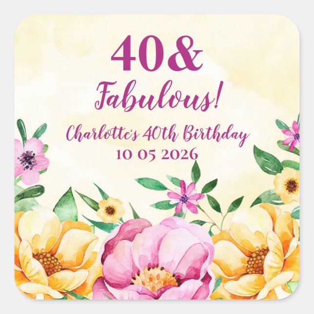 Spring Flowers Custom Birthday Favour Tag (Front)