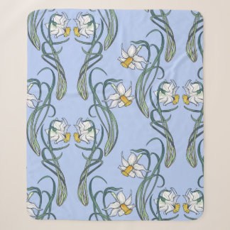 Spring flowers. Daffodil flowers interlaced into a Sherpa Blanket