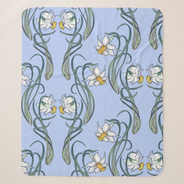Spring flowers. Daffodil flowers interlaced into a Sherpa Blanket (Front)