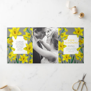 Spring flowers daffodils wedding yellow gray Tri-Fold programme