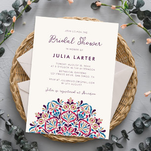 Spring Flowers Delight Mandala Bridal Shower Invitation