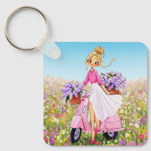 Spring Flowers Design Keychain
