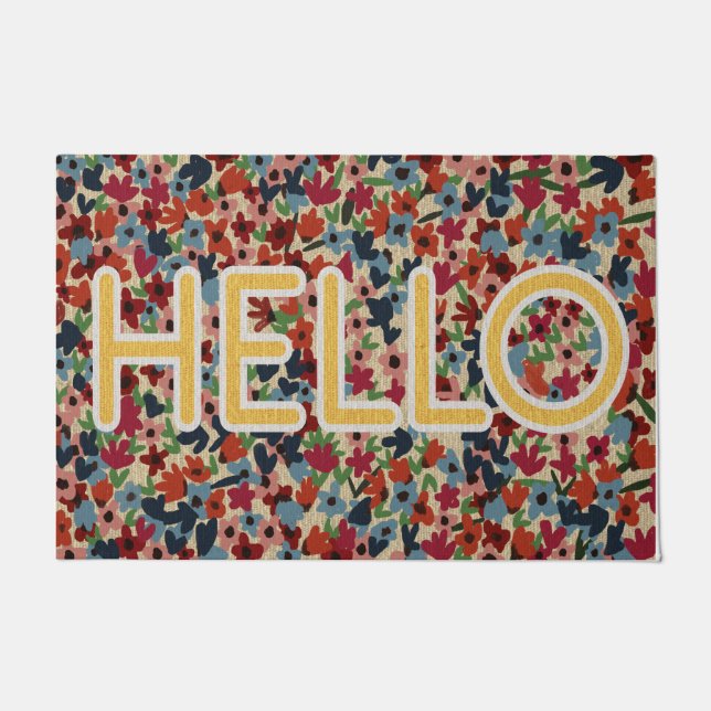 Spring Flowers Doormat, Hello Home  Doormat (Front)