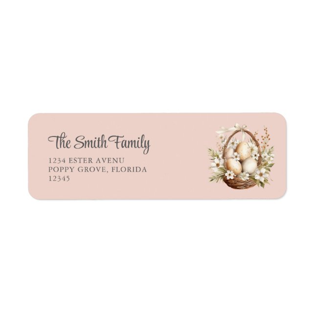 Spring Flowers Eggs Pastel Pink Return Address (Front)