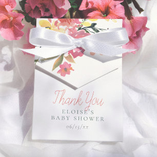Spring Flowers Elegant Girl Baby Shower Thank You Favor Box
