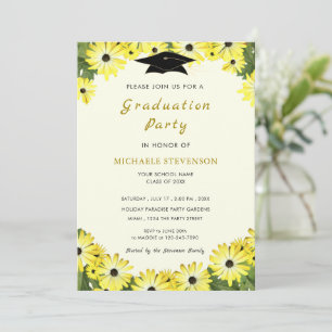 Spring Flowers Elegant Graduation Party Invitation