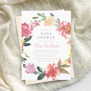 Spring Flowers   Elegant & Simple Girl Baby Shower Invitation