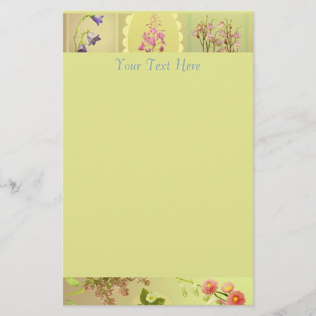 Spring Flowers Ephemera  Stationery (Front)