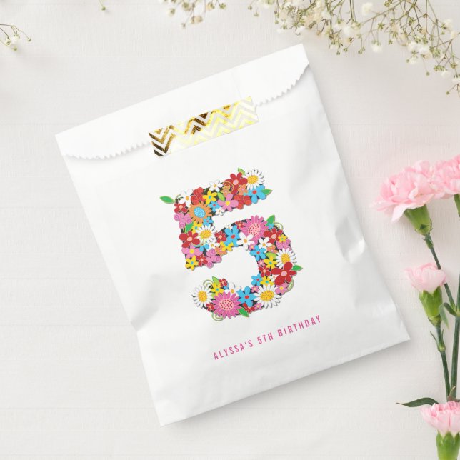 Spring Flowers Five 5th Birthday Party Favour Bag (Sealed)