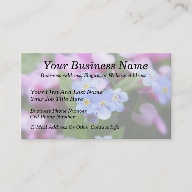Spring Flowers - Forget Me Nots And Redbuds Business Card (Front)