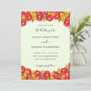 Spring Flowers Framed Wedding Invitation Example