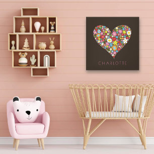 Spring Flowers Garden Love Heart Nursery Wall Art