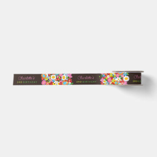 Spring Flowers Garden Thank You Wedding Favour Tag Satin Ribbon