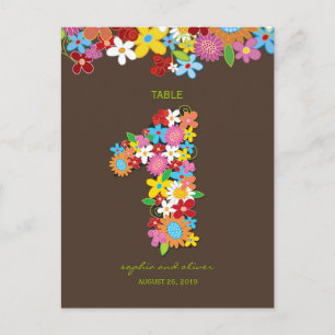 Spring Flowers Garden Wedding Party Table Number Postcard